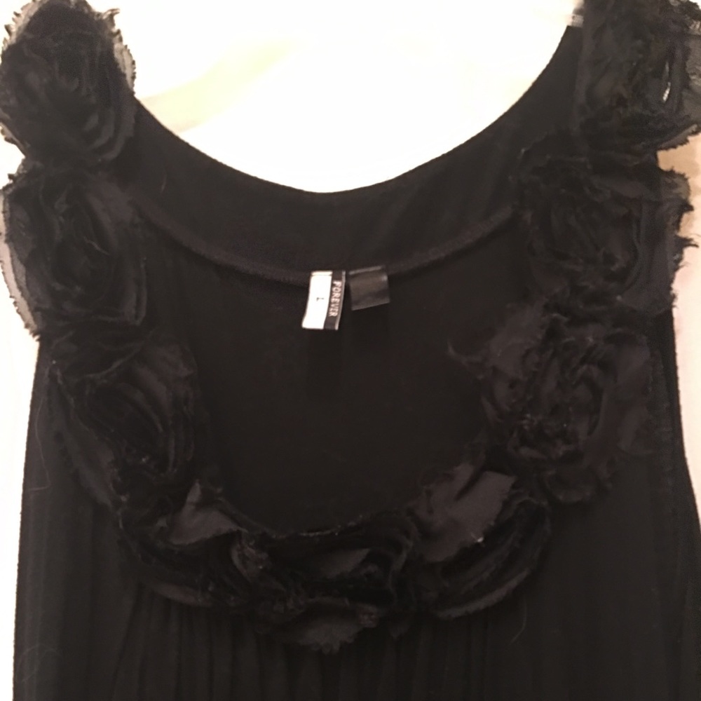 Black dress with rosettes